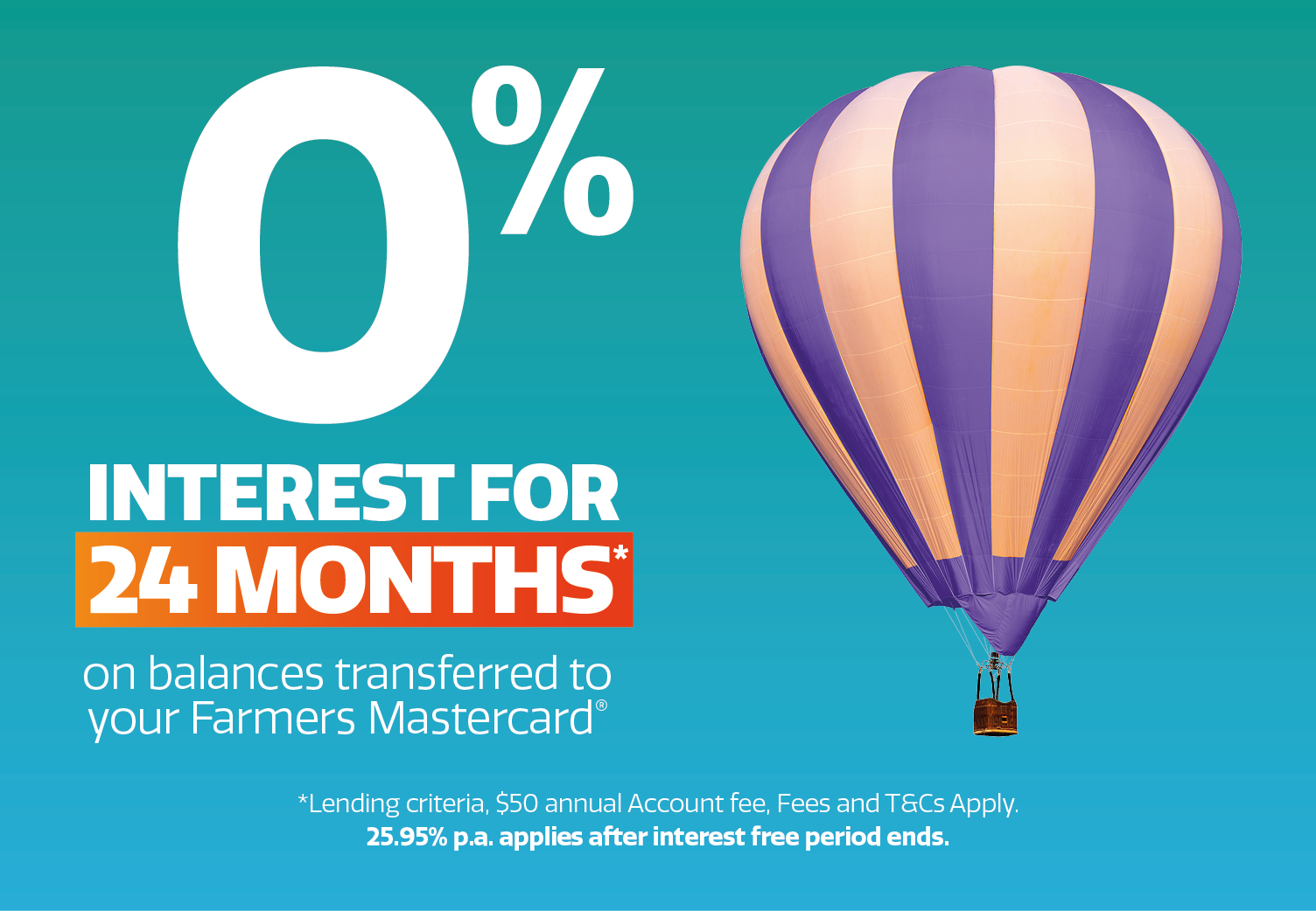 Lighten up your interest charges with 24 months interest free balance transfers Enjoy the long weekend with 90 days no payments, no interest*