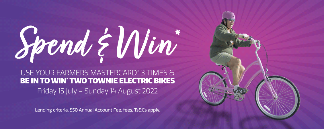 Use your card three times between 15 July – 14 August 2022 to go in the draw to WIN* WIN* two Electra Townie GO! 7D Step Thru bikes.
