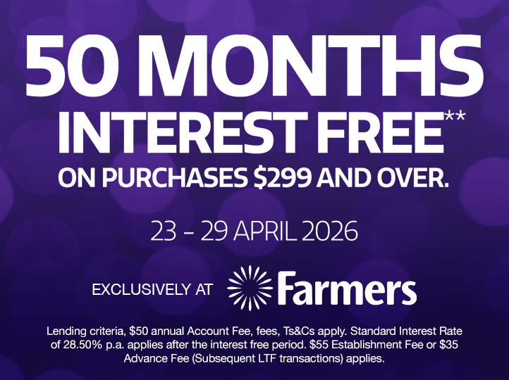 Get 50 months interest free** on purchases $299 and over.