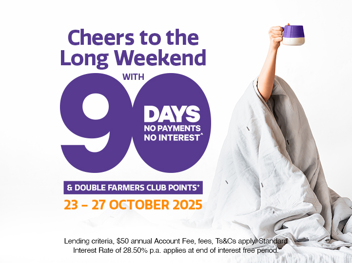 Relax this long weekend with 90 days no payment, no interest^. Plus, double points+.