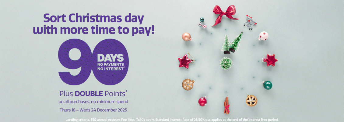 Last minute shopping with 90 days no payments no interest^. and Double Points+