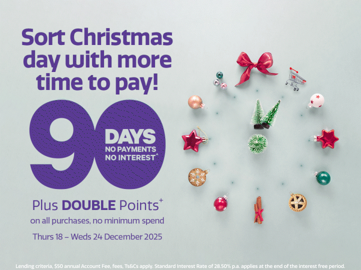 Last minute shopping with 90 days no payments no interest^. and Double Points+