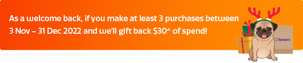 Gift back 30$^ of spend! Gift back 30$^ of spend!