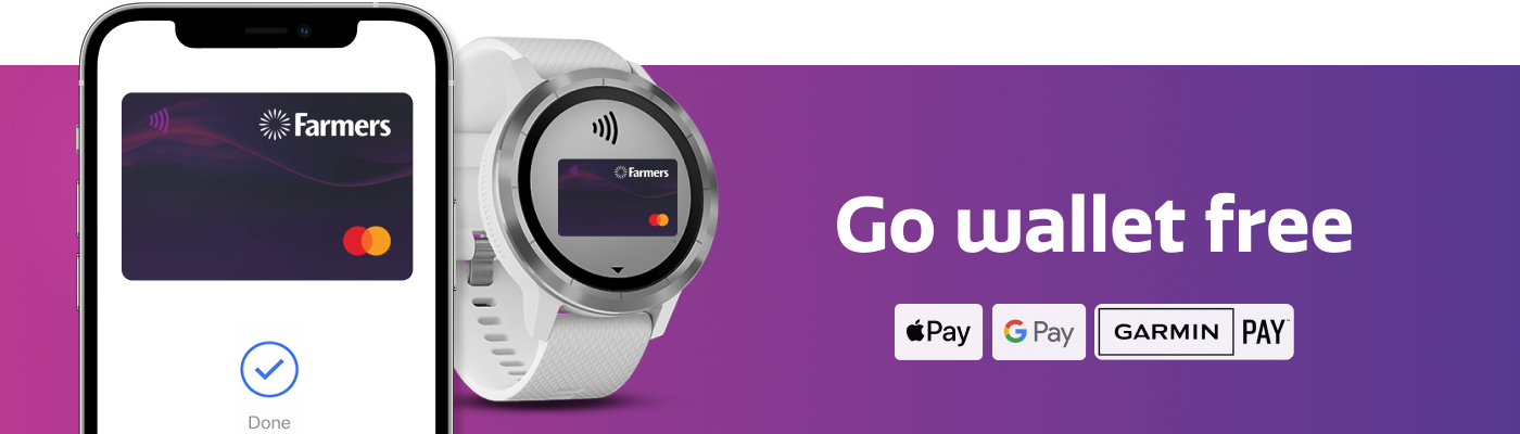 Earn Farmers Club Points and pay easily and securely with a digital wallet